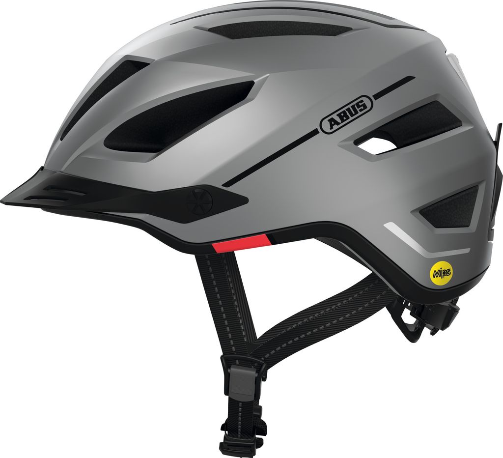 ABUS Stadthelm Pedelec 2.0 MIPS - Fahrradhelm mit Rücklicht, chirm, Regenhaube und MIPS-Aufprallschutz - für Damen und Herren - Silber Matt, Grö...
