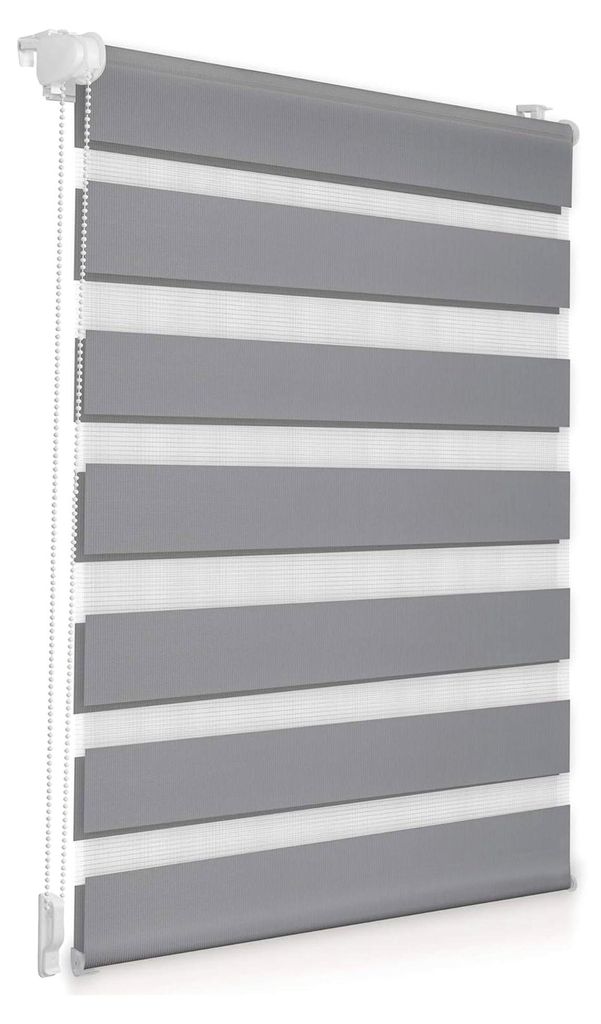 Duo-Rollo Klemmfix, ohne Bohren, blickdicht, mit Montageschiene, Sichtschutz, Sonnenschutz, Grau, 65 cm x 150 cm (B x L)