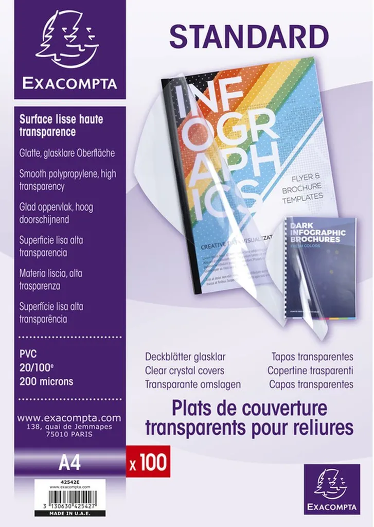 EXACOMPTA 42542E Copertine Crystal A4 per Presentazioni di Successo