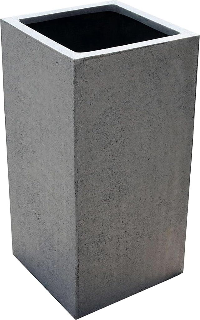 VIVANNO Pflanzkübel Fiberglas BLOCK Säule, Betongrau Beton-Design - 30x30x60 cm