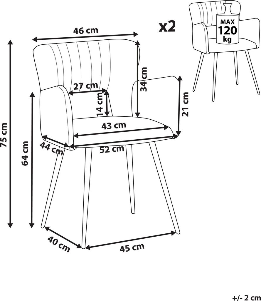 BELIANI Esszimmerstuhl Taupe Polsterbezug mit Armlehnen 4 Produktbild 12