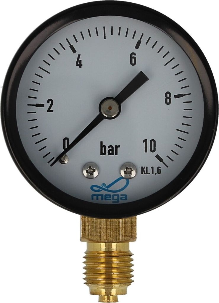 MEGA Druckmanometer 0 - 10 bar - 1/4 Zoll Anschluss nach Produktbild 