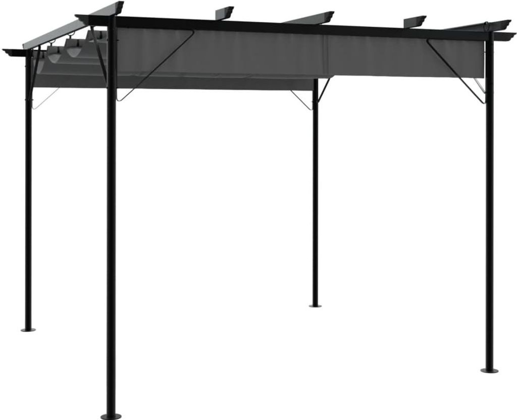 Pergola mit Ausziehbarem Dach Anthrazit 3x3 m Stahl 180 g/m²