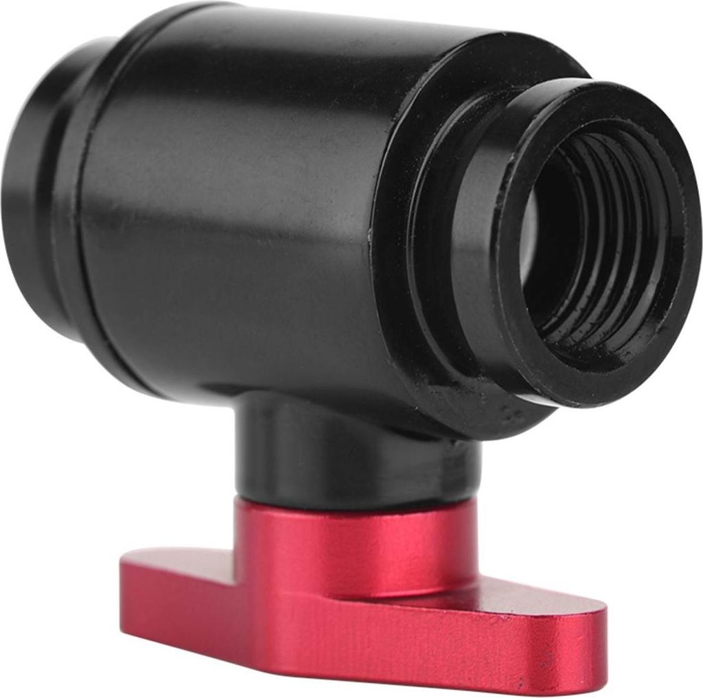 G1/4" Innengewinde Schwarzer Wasserkugelhahn für Computer-Wasserkühlsystem (roter Griff)