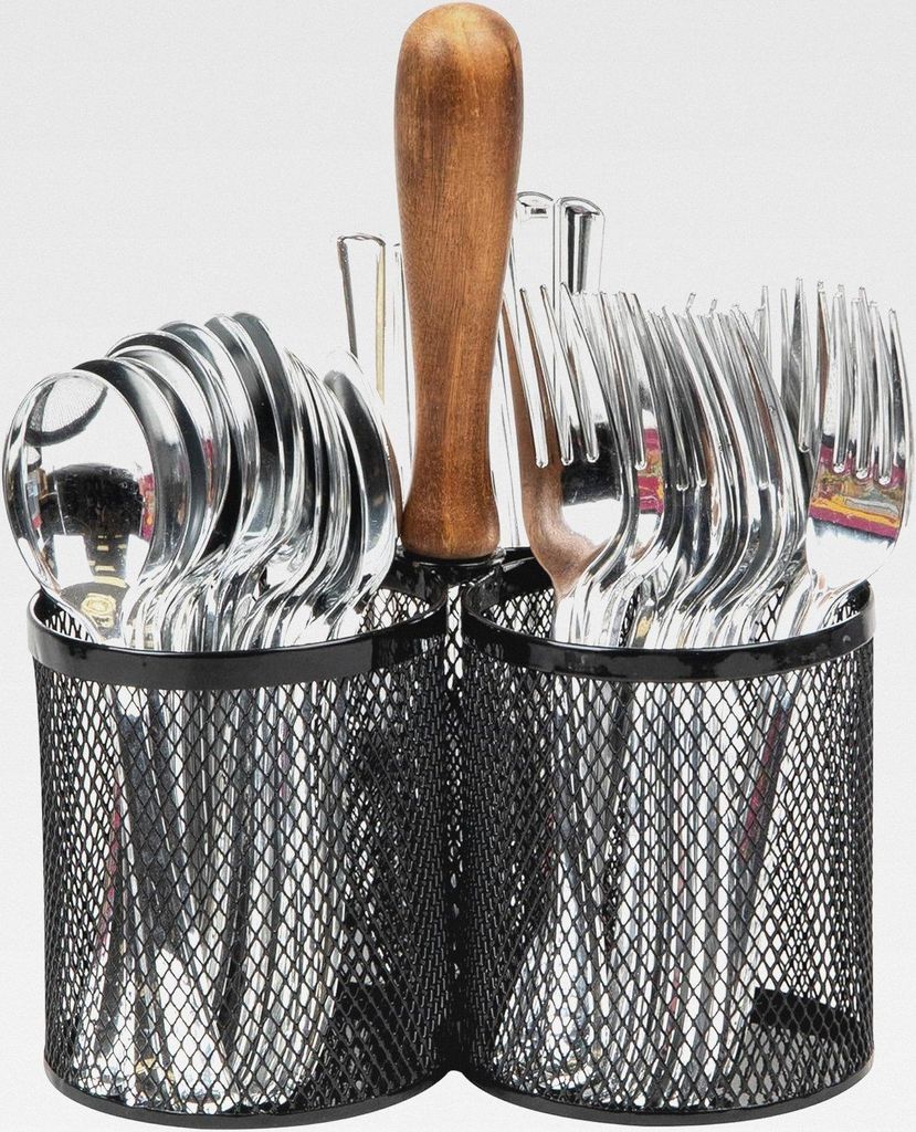 Utensilienhalter, Besteck-Organizer, Besteckhalter, Küche, Metallgitter, 19,1 cm L x 19,1 cm B x 24,6 cm H, Schwarz