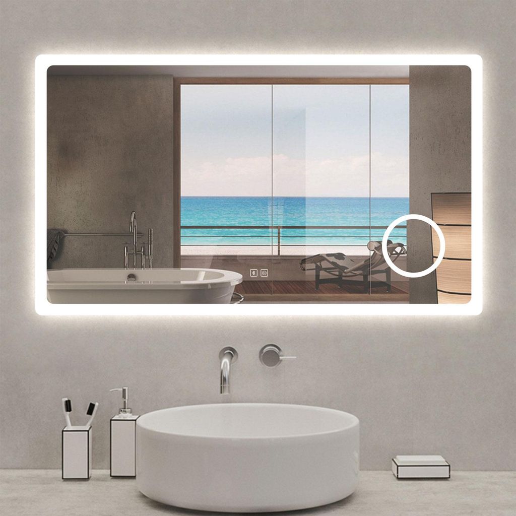 Miroir Salle de Bain LED 140x80cm avec Bluetooth, 3X Loupe, Image du produit 