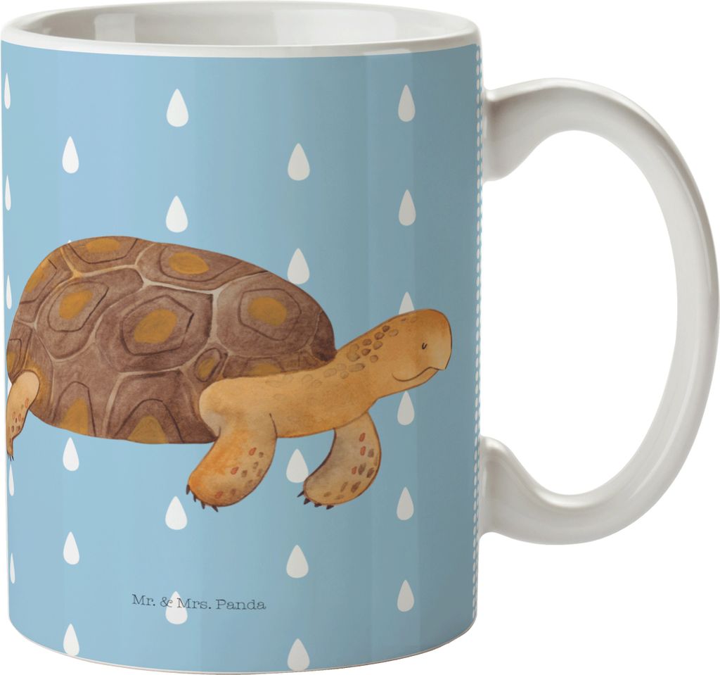 Mr. & Mrs. Panda Haferl Schildkröte Marschieren - Blau Pastell - Geschenk, Get Lost, Campingbecher, Abenteuer, Trinklernbecher, Lieblingsmensch, K...