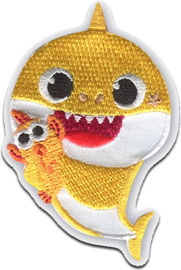 Baby Shark Hai Tier Kinder - Aufnäher, Bügelbild, Aufbügler, Applikationen, Patches, Flicken, Zum Aufbügeln, Größe: 7 x 4,5 cm