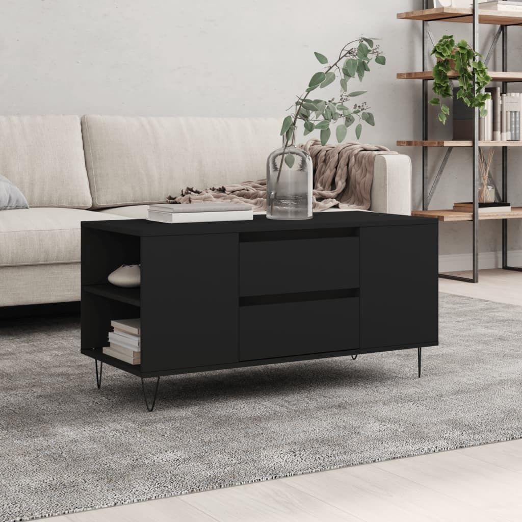 Möbel Couchtisch Schwarz 102x44,5x50 cm Holzwerkstoff - Wohnzimmertisch 830997