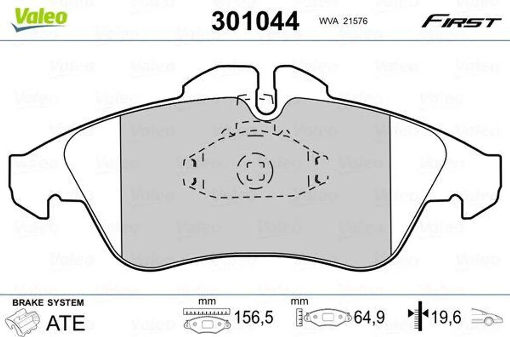 Plaquettes de frein anti-usure Valeo 301044 contre sifflements OE