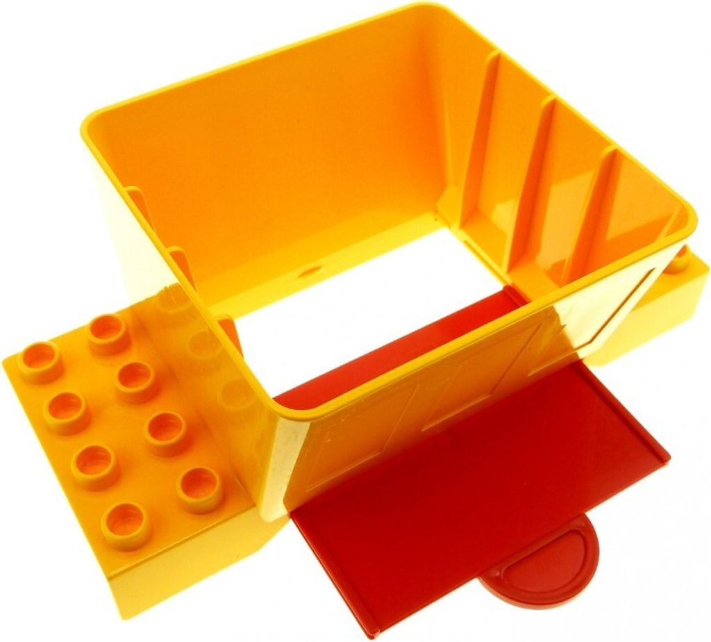 1x Lego Duplo Kugelbahn Trichter 2x4 hell orange Platte rot Produktbild 