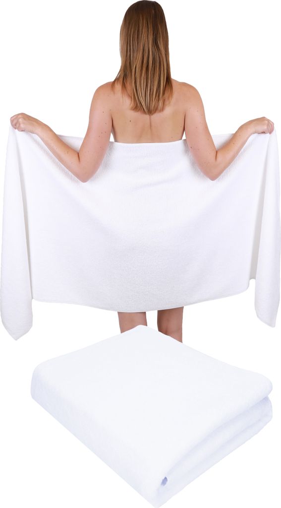 Betz 2 Stück XXL Saunatücher 70 x 200 cm BERLIN Badetücher 100% Baumwolle Farbe – weiss