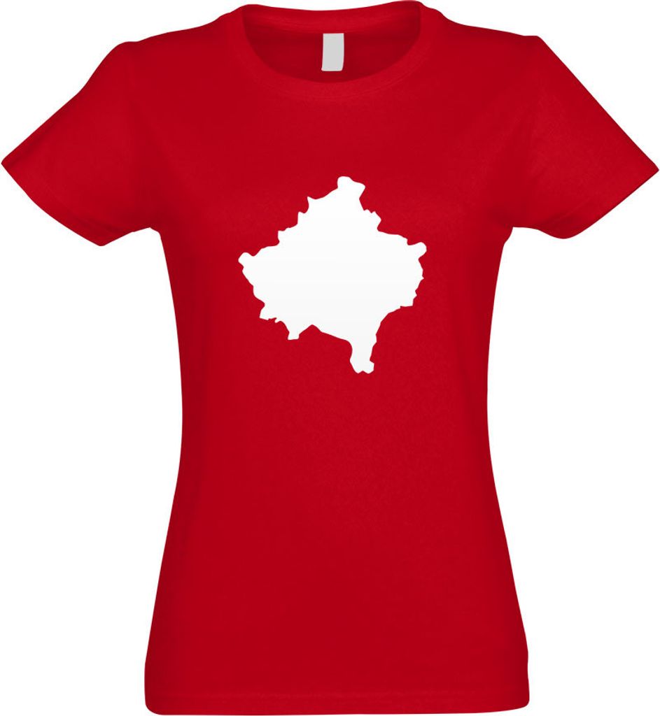 Kiwistar - T-Shirt tailliert - Damen - rot - Kosovo Umriss Kontur - mit Motiv Bedruckt - Funshirt Design - Sport - Freizeit - Damen - XXL