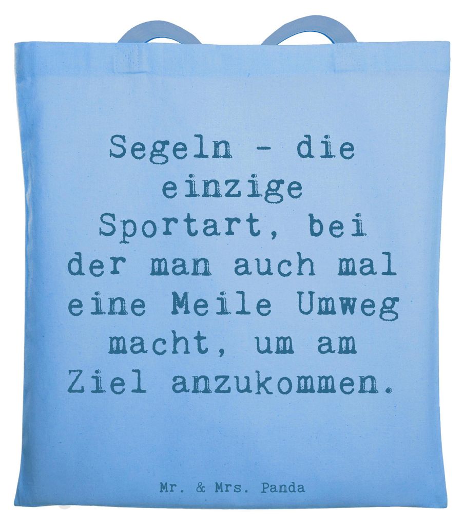 Mr. & Mrs. Panda canvas tasche Spruch Segeln Umweg - Sky Blue - Geschenk, Jutebeutel, Teamsport, Jutetasche, Sportler, Ziel, Meer, Wind, Segelsport...