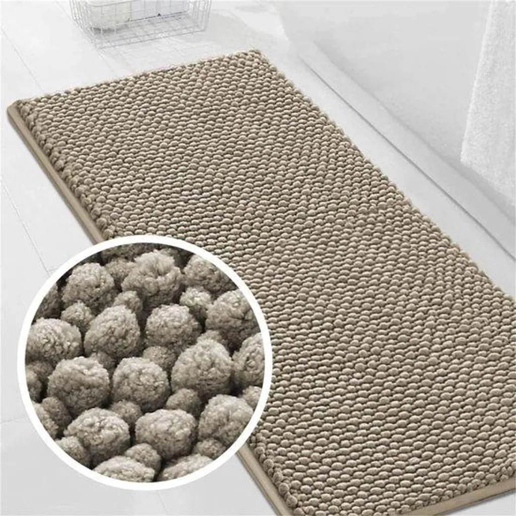 Grand tapis de salle de bain 50x120 cm marron en chenille ultra doux