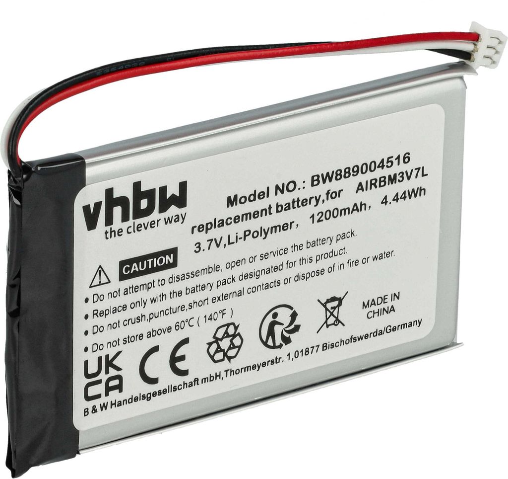 vhbw Akku Ersatz für Autec R0BATT00E0018, BH3V7L, AIRBM3V7L für Industrie-Funkfernsteuerung Fernbedienung (1200 mAh, 3,7 V, Li-Polymer, ohne Geh...