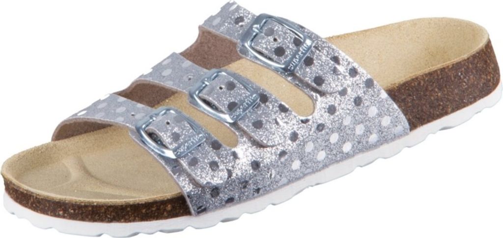 Fussbettpantoffel silber/weiß (9510) 35