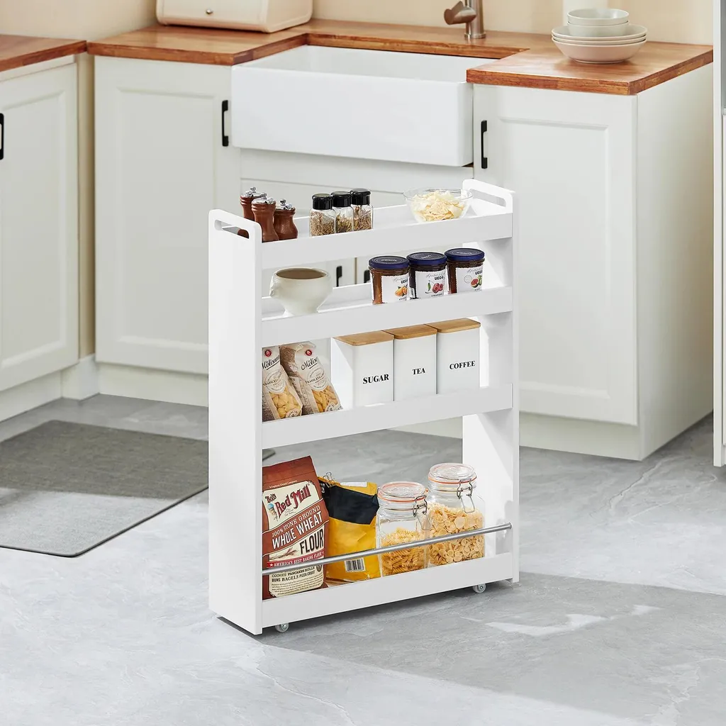 Mobiletto Stretto 4 Ripiani Bianco: Carrello con Ruote per tutta la Famiglia - 2