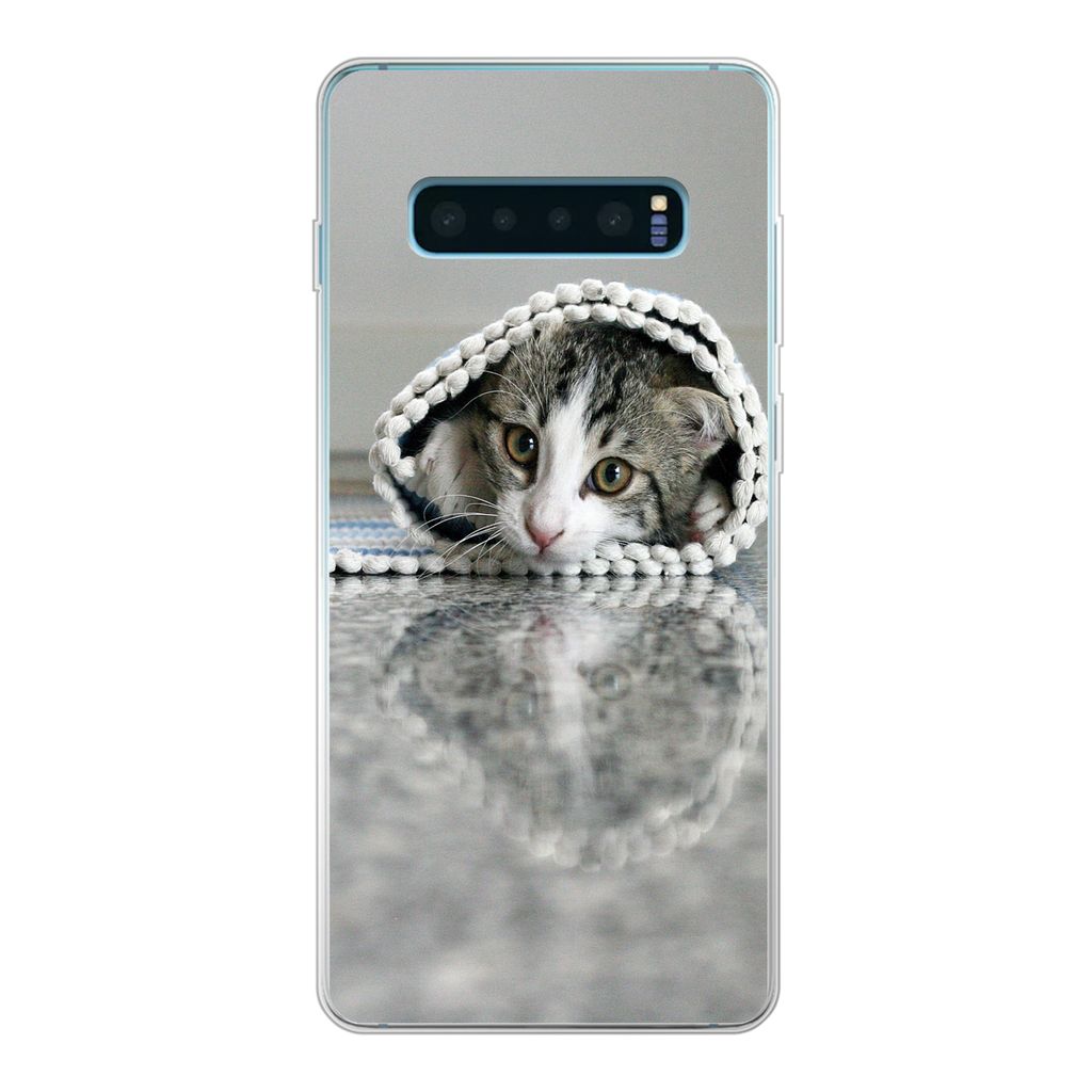 MuchoWow Handyhülle Schutzhülle Hülle für Samsung Galaxy S10 Lite Katze - Teppich - Boden Silikon Softcase Handy Hülle - Schutz