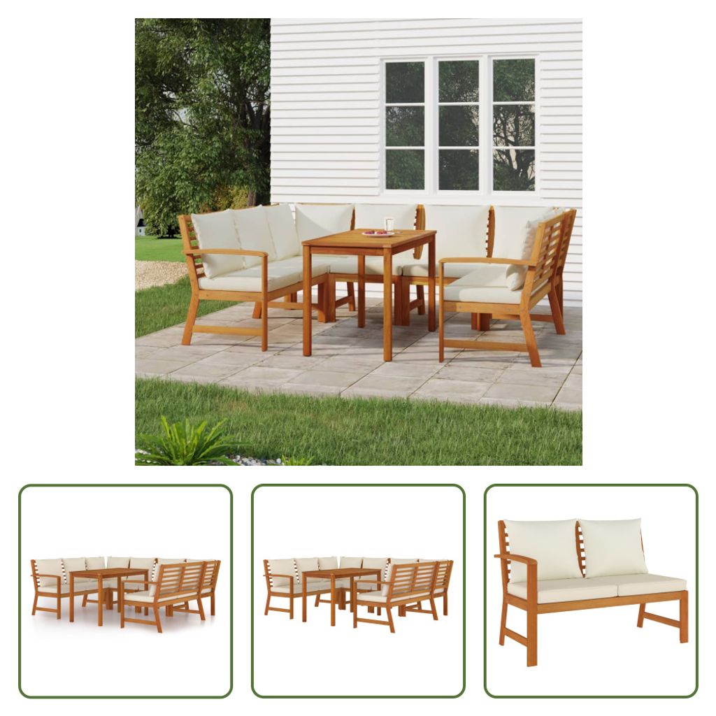 The Living Store 7-tlg. Garten-Essgruppe mit Kissen Produktbild 