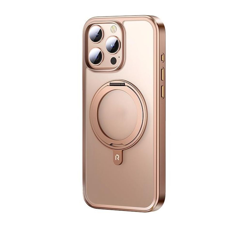 Handyhülle für iPhone 16 Pro Max, vollständig umhüllend, kapazitive Tasten, magnetisch, 360° drehbarer Halter, anti-Fingerabdruck, Wüstengold