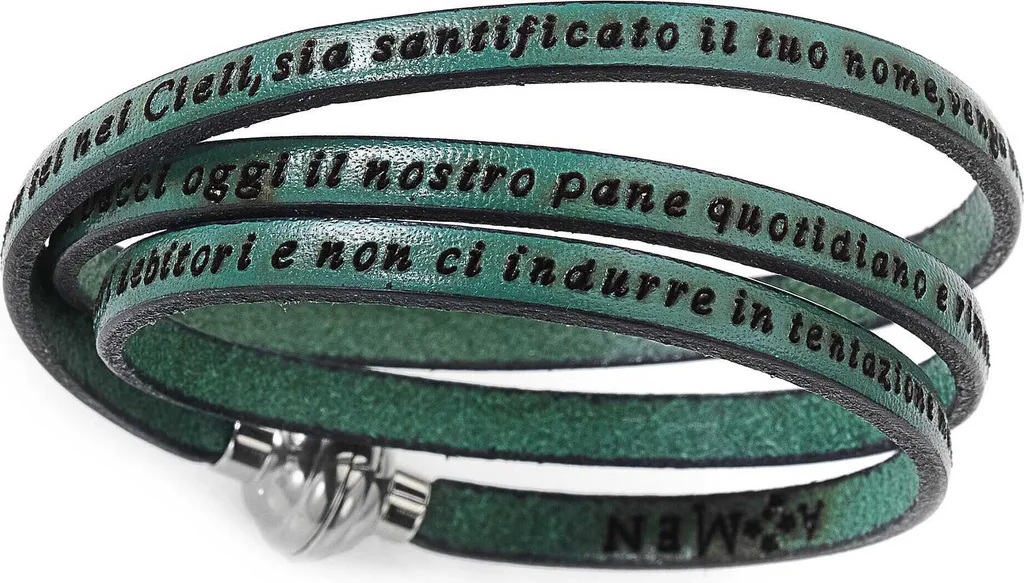 Bracciale Amen Pelle e Argento 925 Unisex Collezione Preghiere
