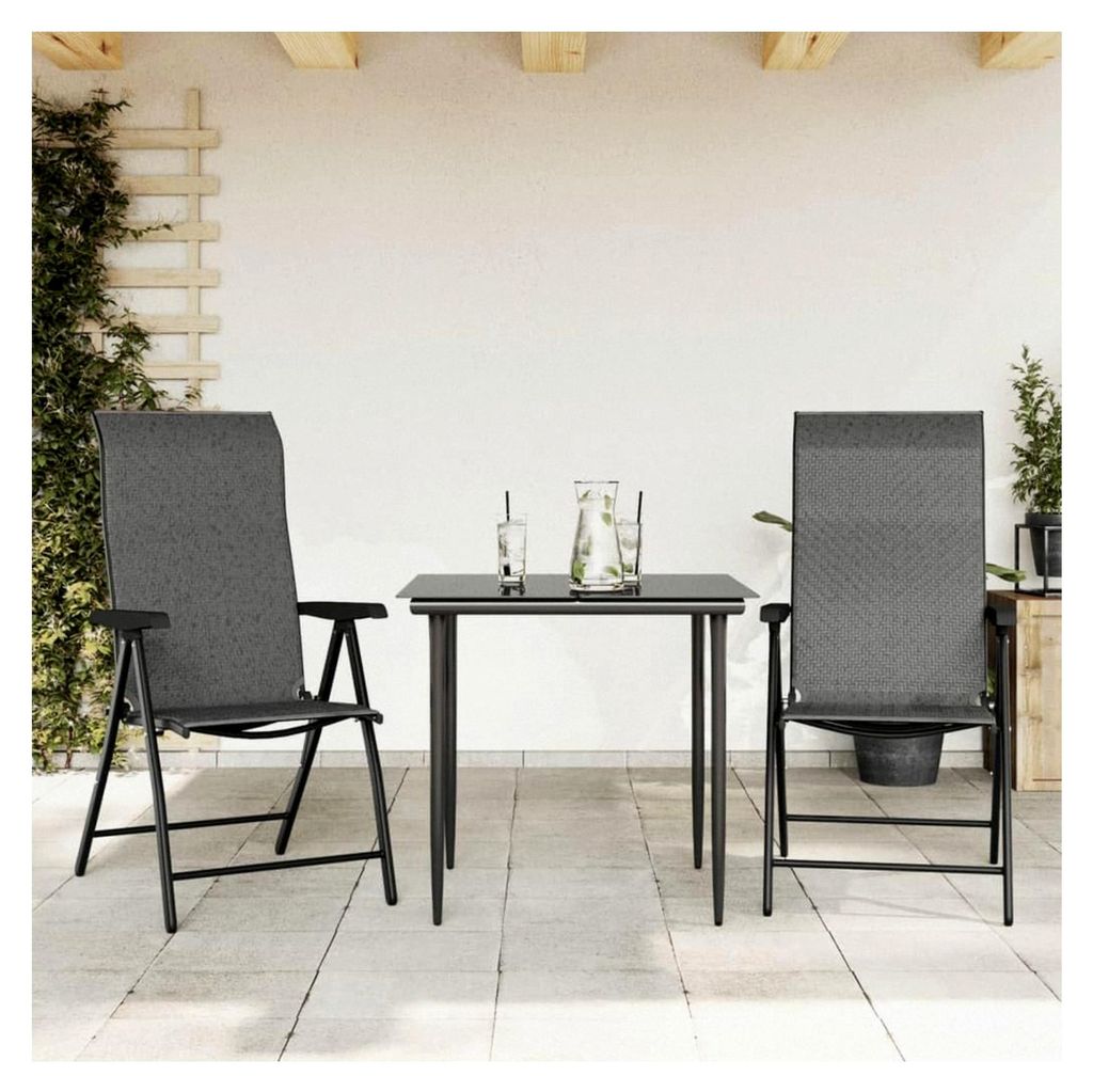 Gartenstühle 2 Stück Klappbare Relaxsessel aus Poly Rattan in Grau