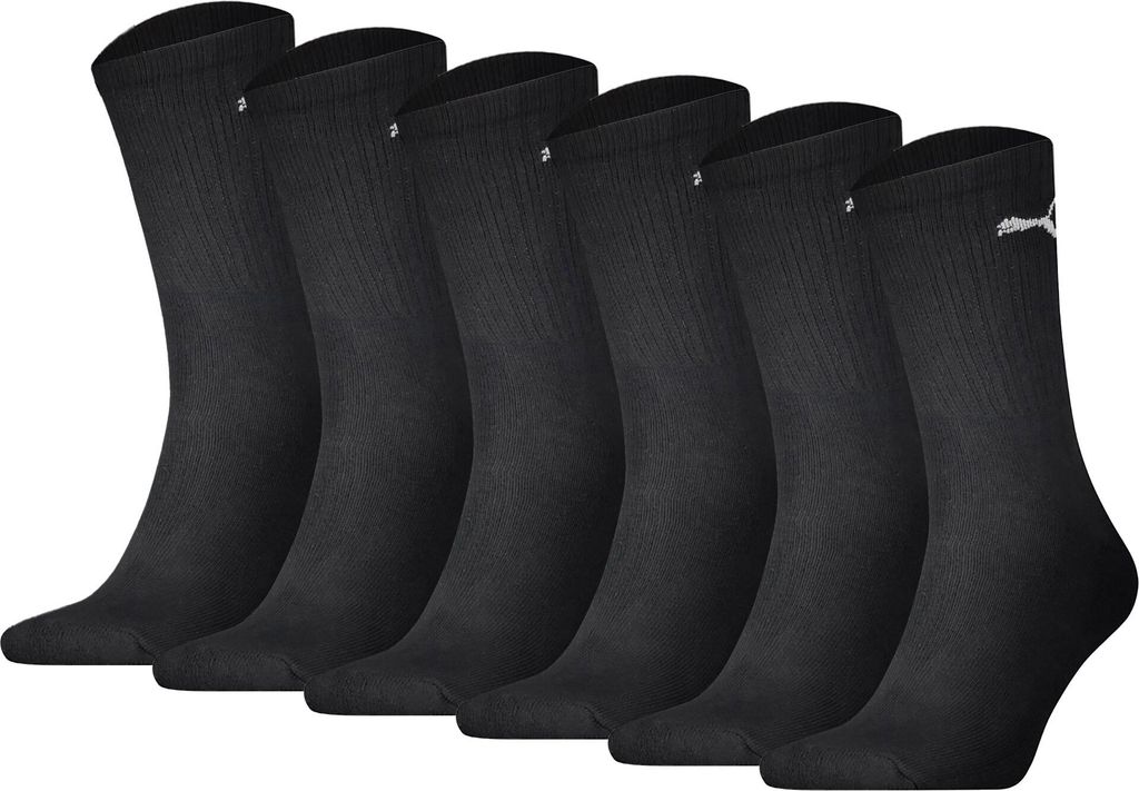 PUMA Uni Sport-Socken, 6er Pack - Sport Crew Lightweigth, Tennissocken, uni Schwarz 47-49