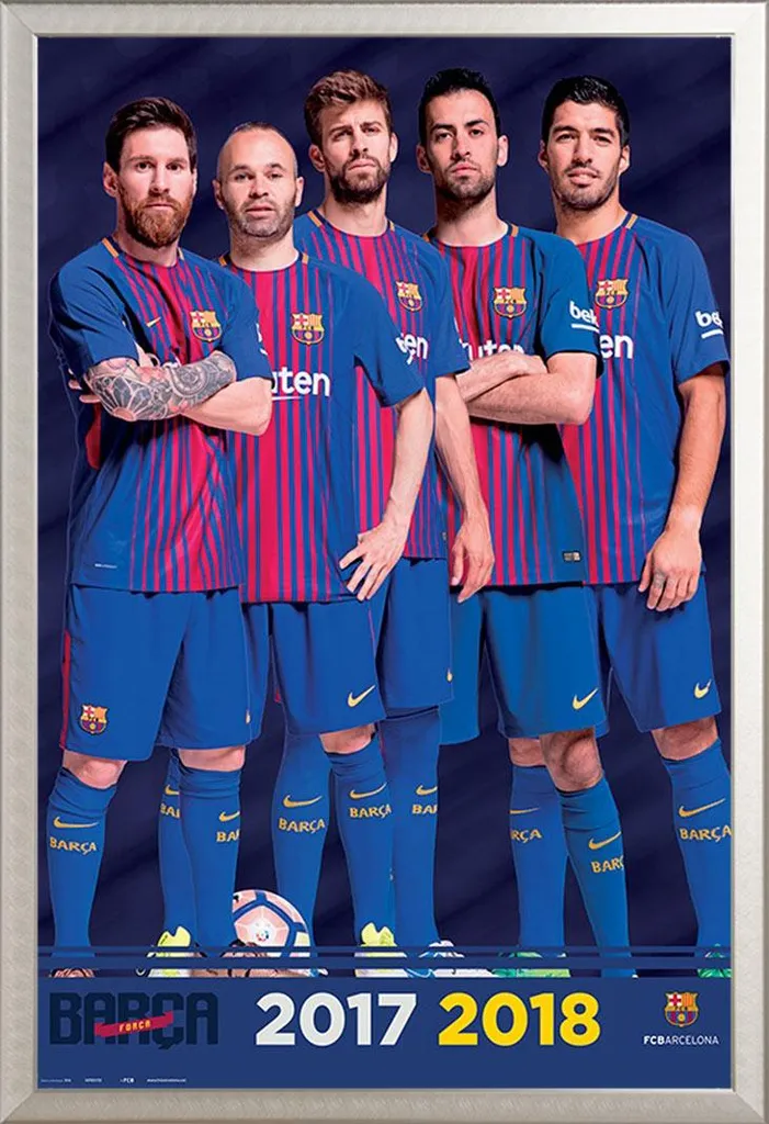 Quadro Barcellona FC 2017/18 Cornice Alluminio Shinsuke Silver
