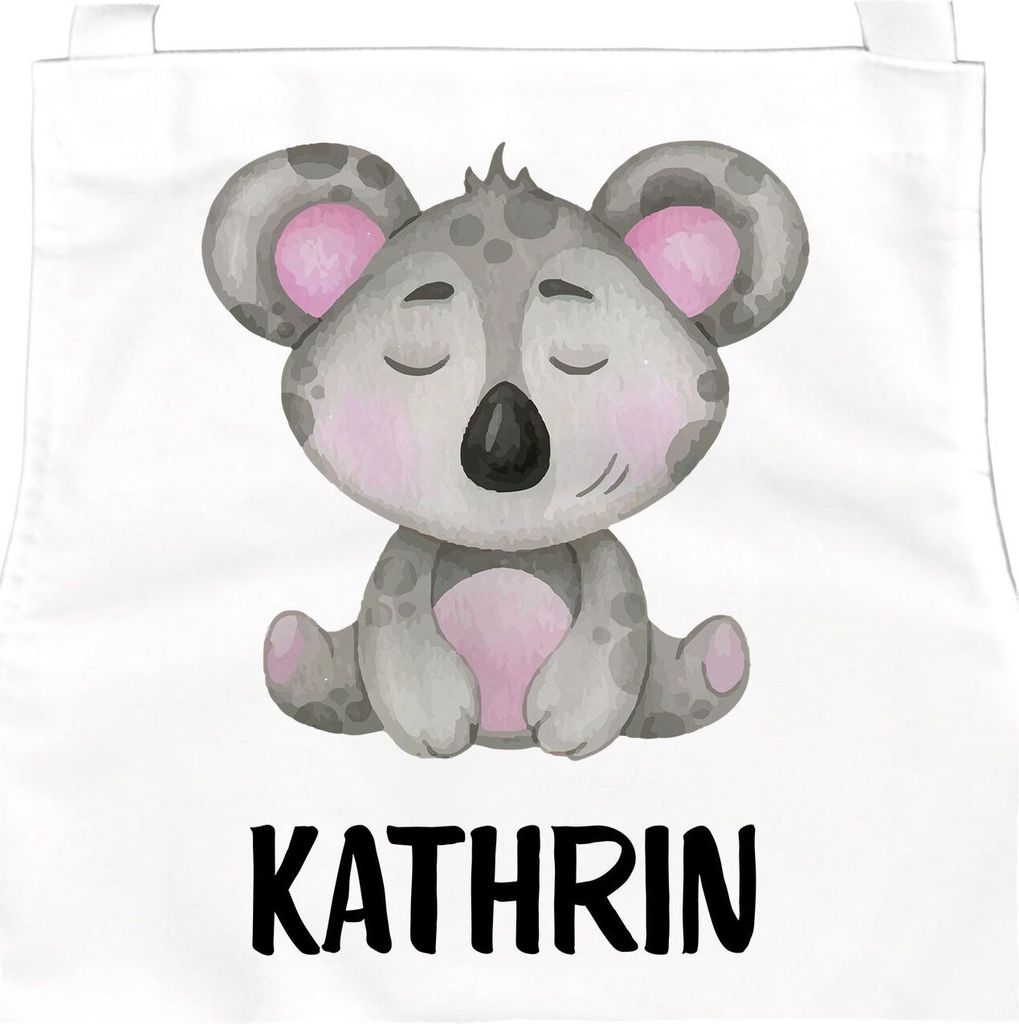 personalisierte Kinderschürze mit Namen Koala-Bär Tiere Küchenschürze Malschürze Bastelschürze Kinder SpecialMe weiß 3-6 Jahre