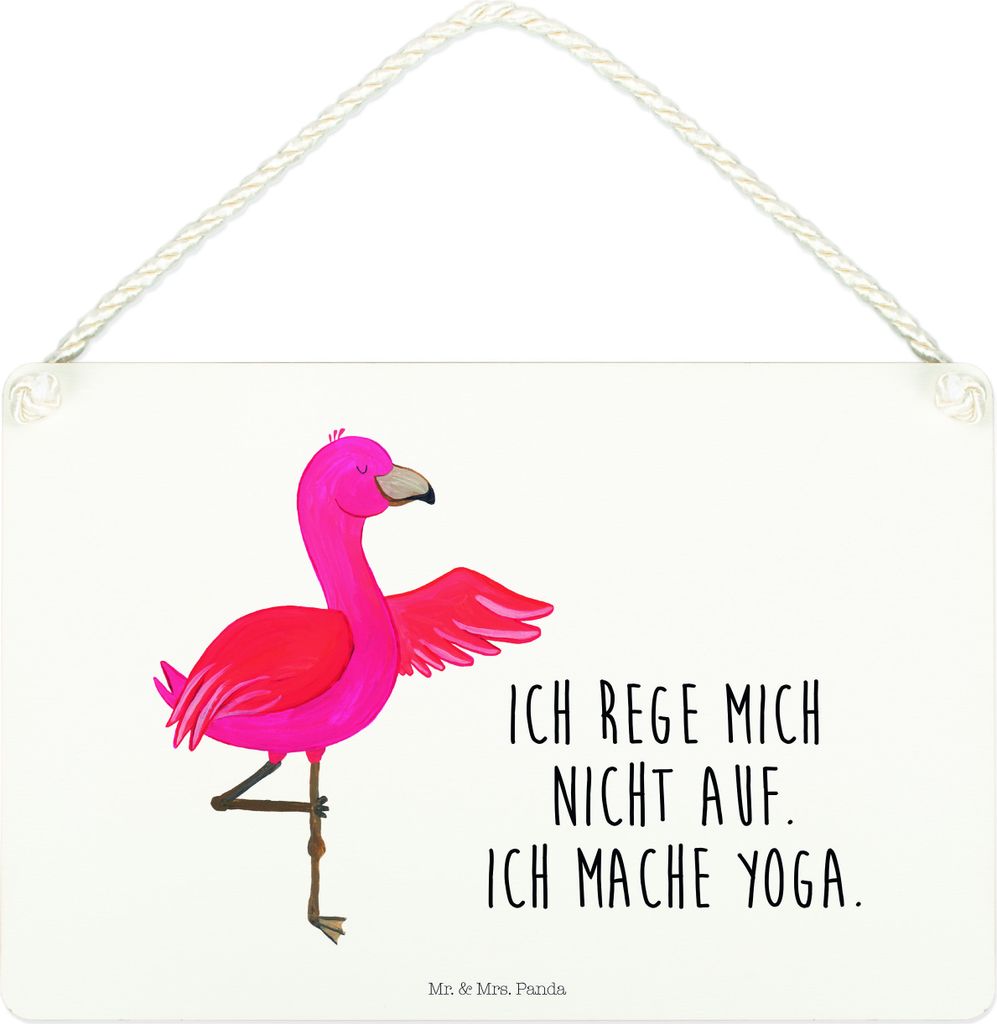 Mr. & Mrs. Panda hängeschild Flamingo Yoga DIN A4 - Weiß - Produktbild 