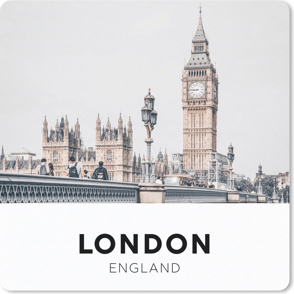 MuchoWow Mauspad Mousepad London - England - Big Ben 30x30 cm - Mousepads - Maus Mat - Pad - Mausunterlage - Gaming