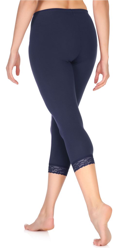 Merry Style Leggings Capri Donna 3/4 In Cotone Con Pizzo - MS10-458 - Taglie Forti, Morbidi E Elastici - 2