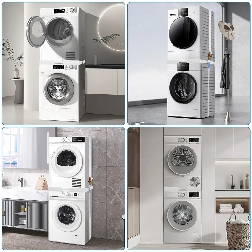 Kit d'empilage lave-linge et sèche-linge blanc universel - Gain de place - 5