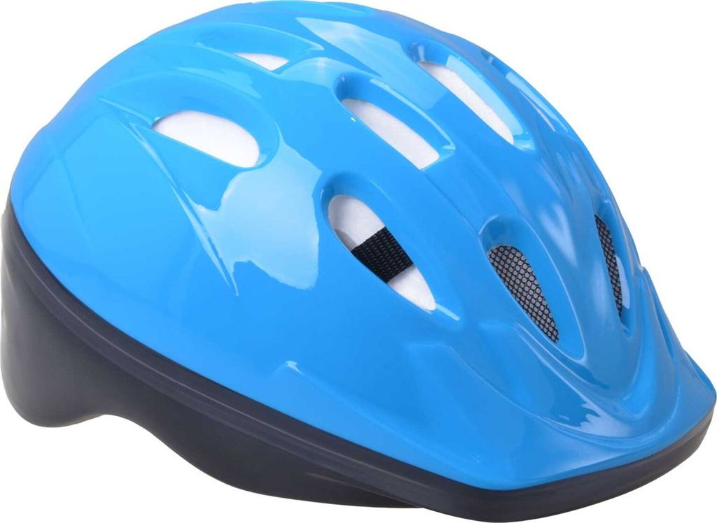 Kinder Fahrradhelm blau glänzend Lüftungsschlitzen Kopfumfang 52–56 cm