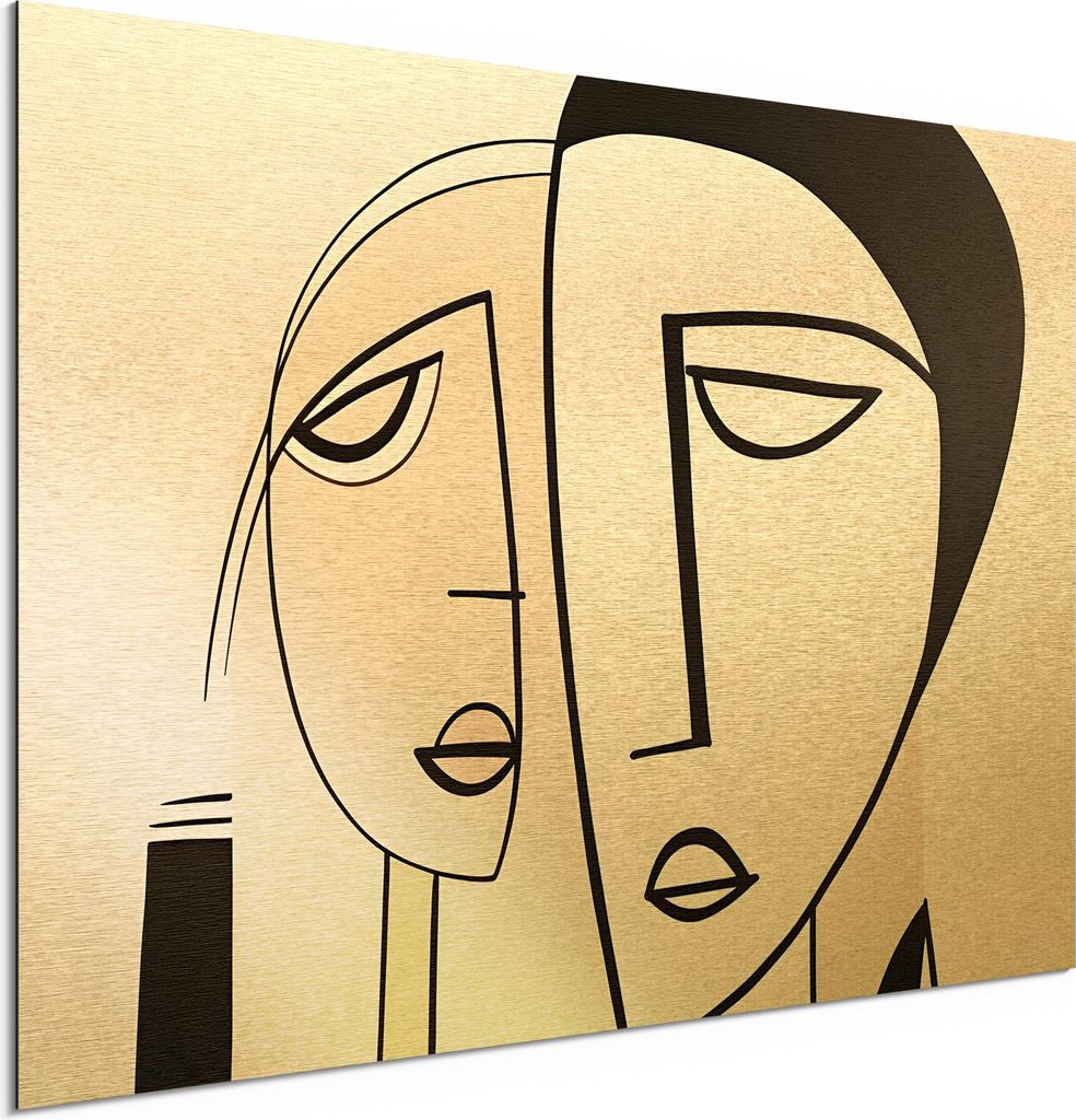 DEQORI Alu-Dibond Bild Gold 60x40 cm 'Eins im Blick' Wandbild Metall dünn Design