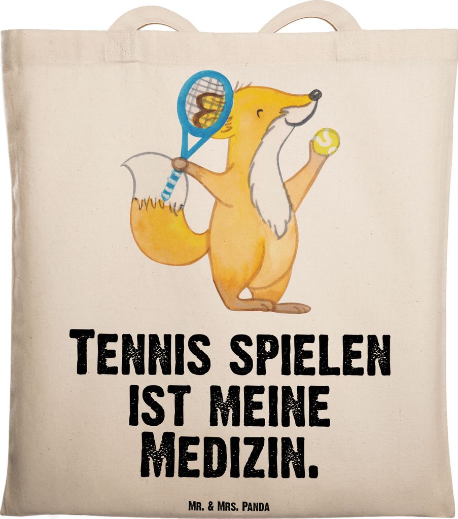 Mr. & Mrs. Panda Tote Bag Fuchs Tennis spielen - Transparent - Geschenk, Tasche, Tennisverein, Shopping, Tennisclub, einkaufsshopper, Einkaufstasch...