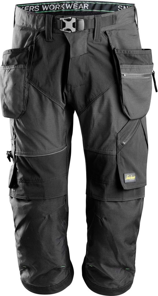 Snickers FlexiWork Piraten Arbeitshose m. Holstertaschen, EN 14404 Stahlgrau-Schwarz-100