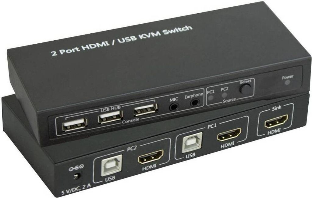 SpeaKa Professional 2 Port KVM-Umschalter HDMI USB 1920 x 1080 Pixel, 3840 x 2160 Pixel