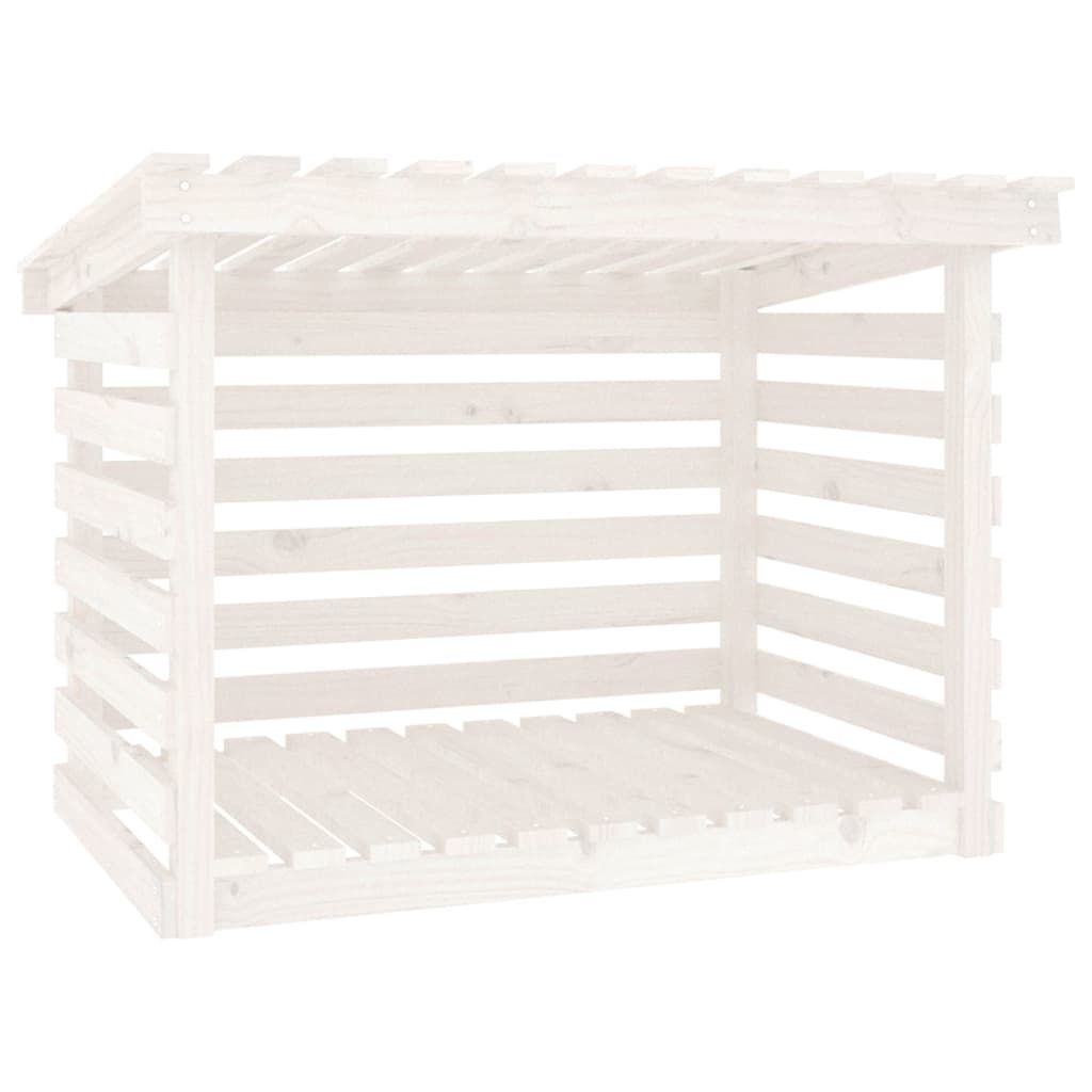 Kaminholzregal Weiß 108x73x79 cm Massivholz Kiefer