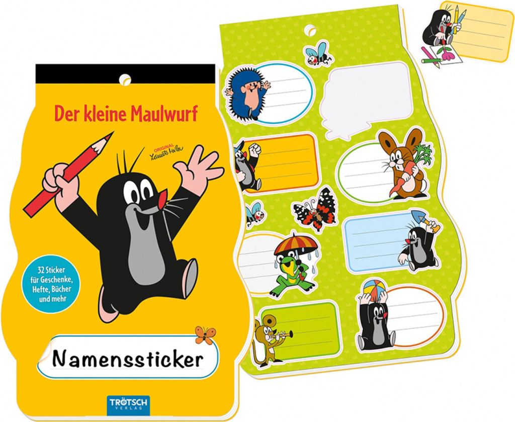 Namenssticker Der kleine Maulwurf 4 Bögen - Sticker für Hefte