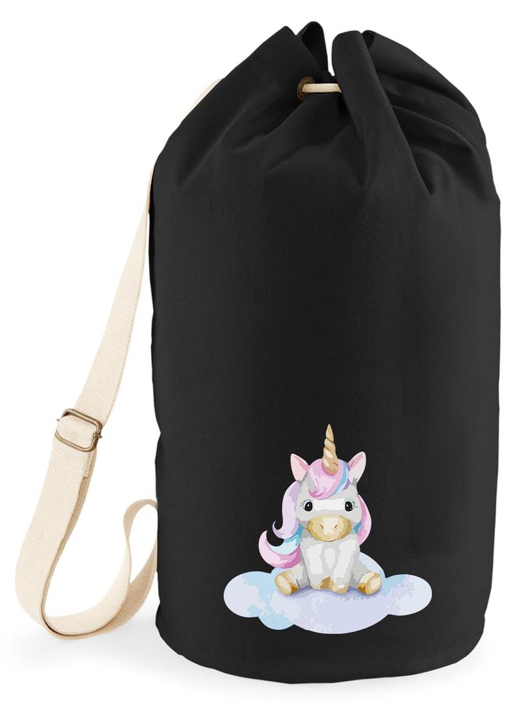 Huuraa Seesack Einhorn Fabelwesen 20 Liter Black Baumwolle Rucksack Geschenkidee