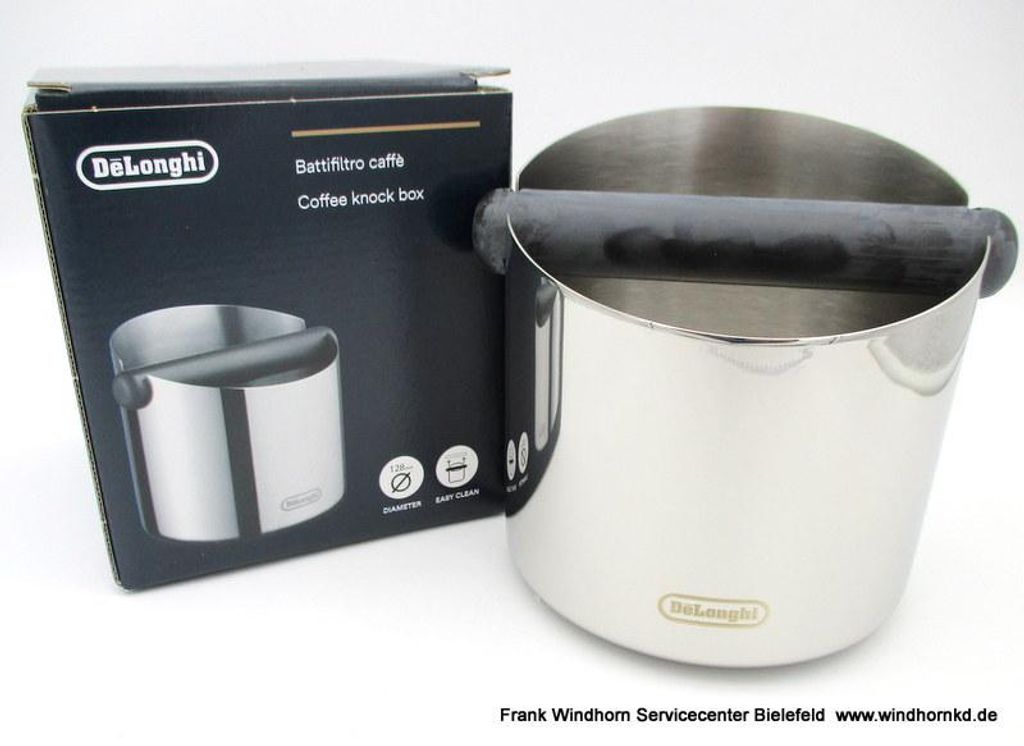 De'Longhi DLSC072 Knock Box Edelstahl 128mm rutschfest Produktbild 