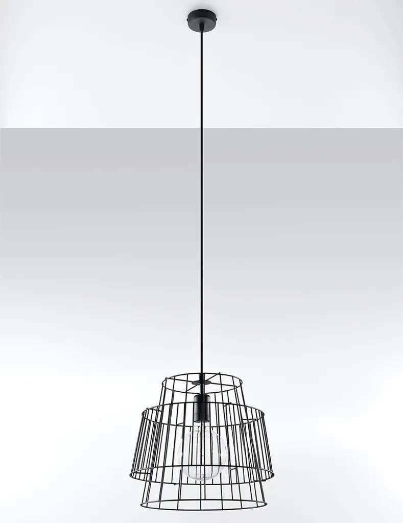 Sollux Lighting GATE Nero - Lampada a Sospensione E27 Acciaio 130cm - 17