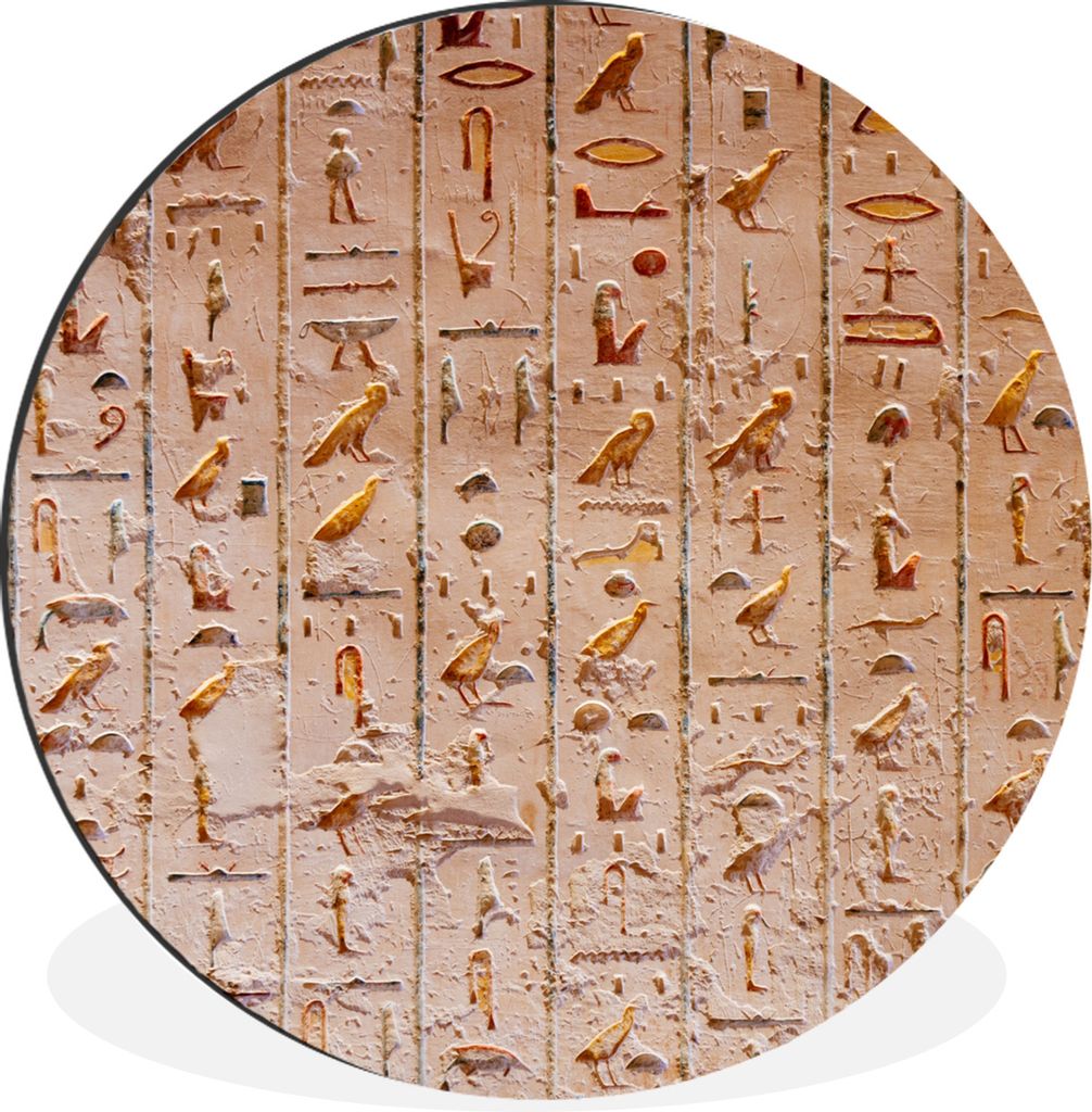 MuchoWow Aluminium Wandkreis Ägypten - Hieroglyphen - Heilige Schrift Ø 90 cm Wanddeko Modern Wohnzimmer - Mauerkreis - Wandbilder - Runde Bild...