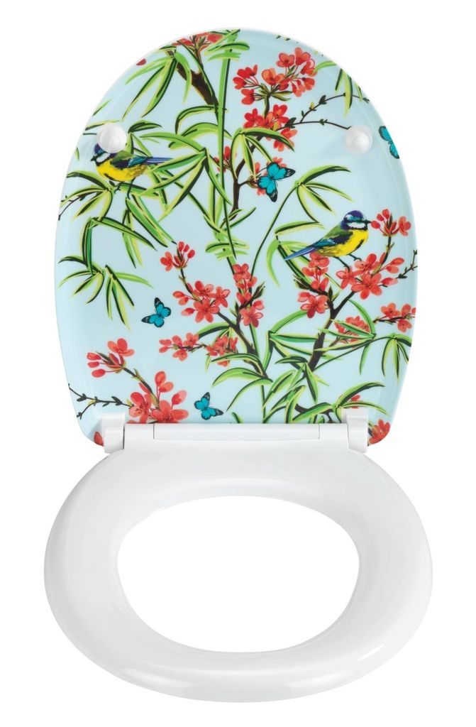 Wc Sitz Aufkleber PLIGREAT Toilettenaufkleber – 2 Stück, Aquarell-Pflanzen & Schmetterlinge Wandaufkleber Badezimmer