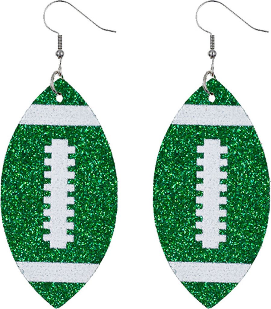 Damen-Ohrringe, Fußball-Form, glitzernder Schmuck, glänzende, helle Farbe, Haken-Ohrringe für den täglichen Gebrauch-Grün