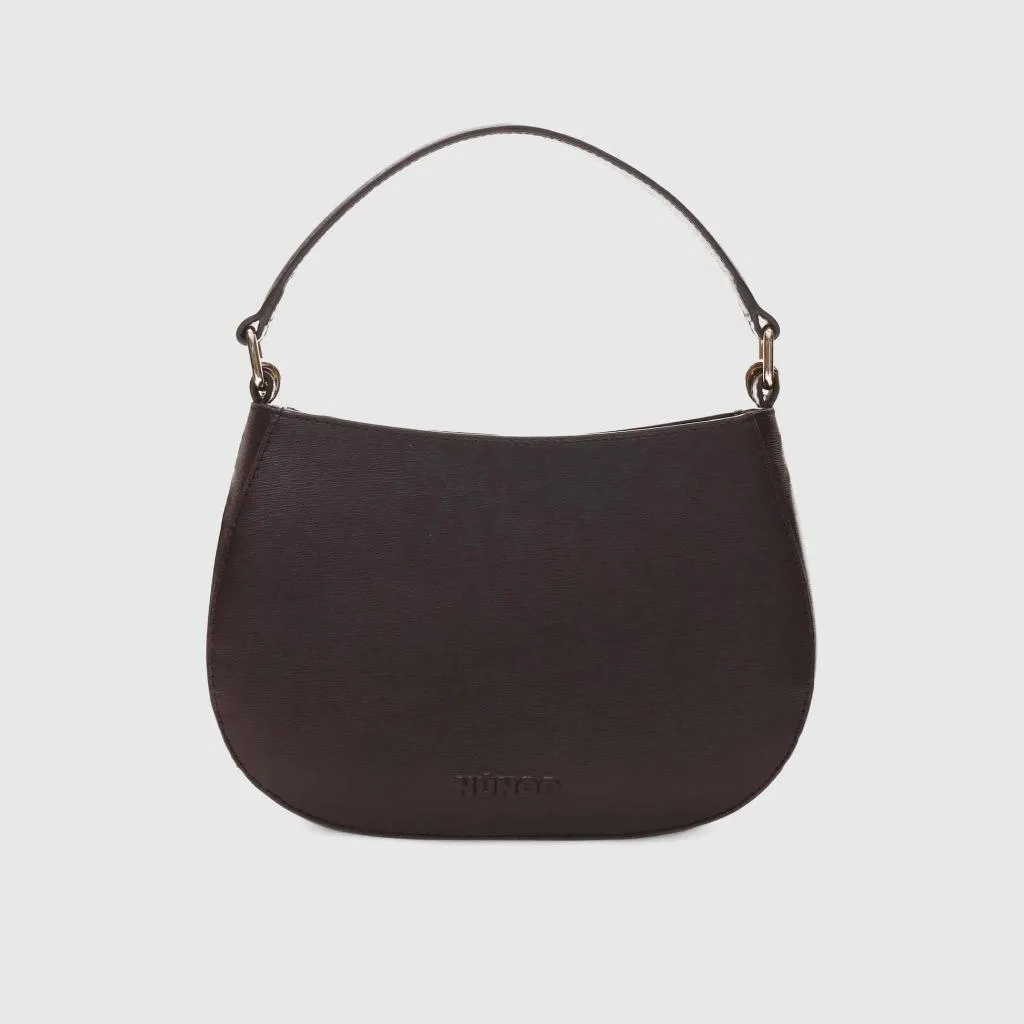 Sac Nunoo Betty Florence en cuir marron avec détails zippés métalliques