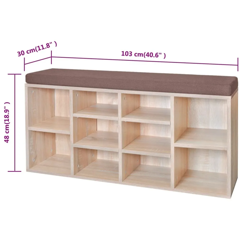 Armoire à chaussures 10 casiers en bois de chêne pour entrée moderne
