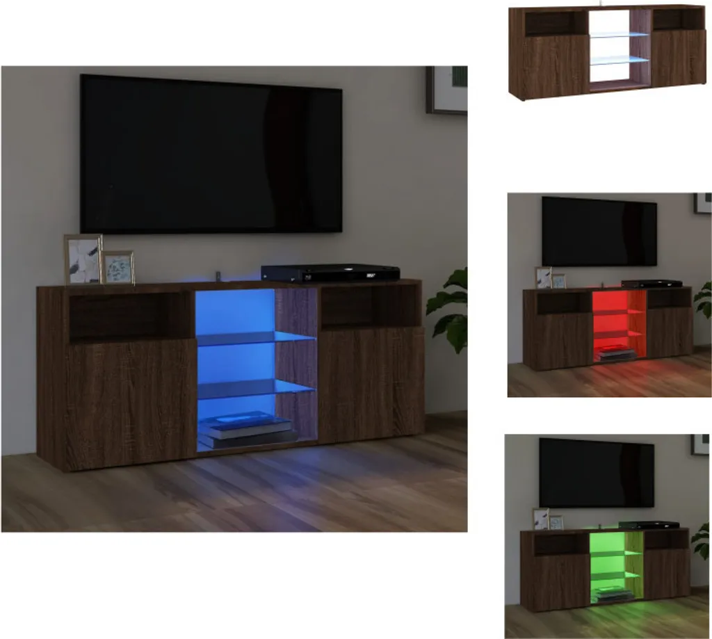 Meuble TV LED 120cm Chêne Brun - Fini les Salons Sombres et Désordonnés